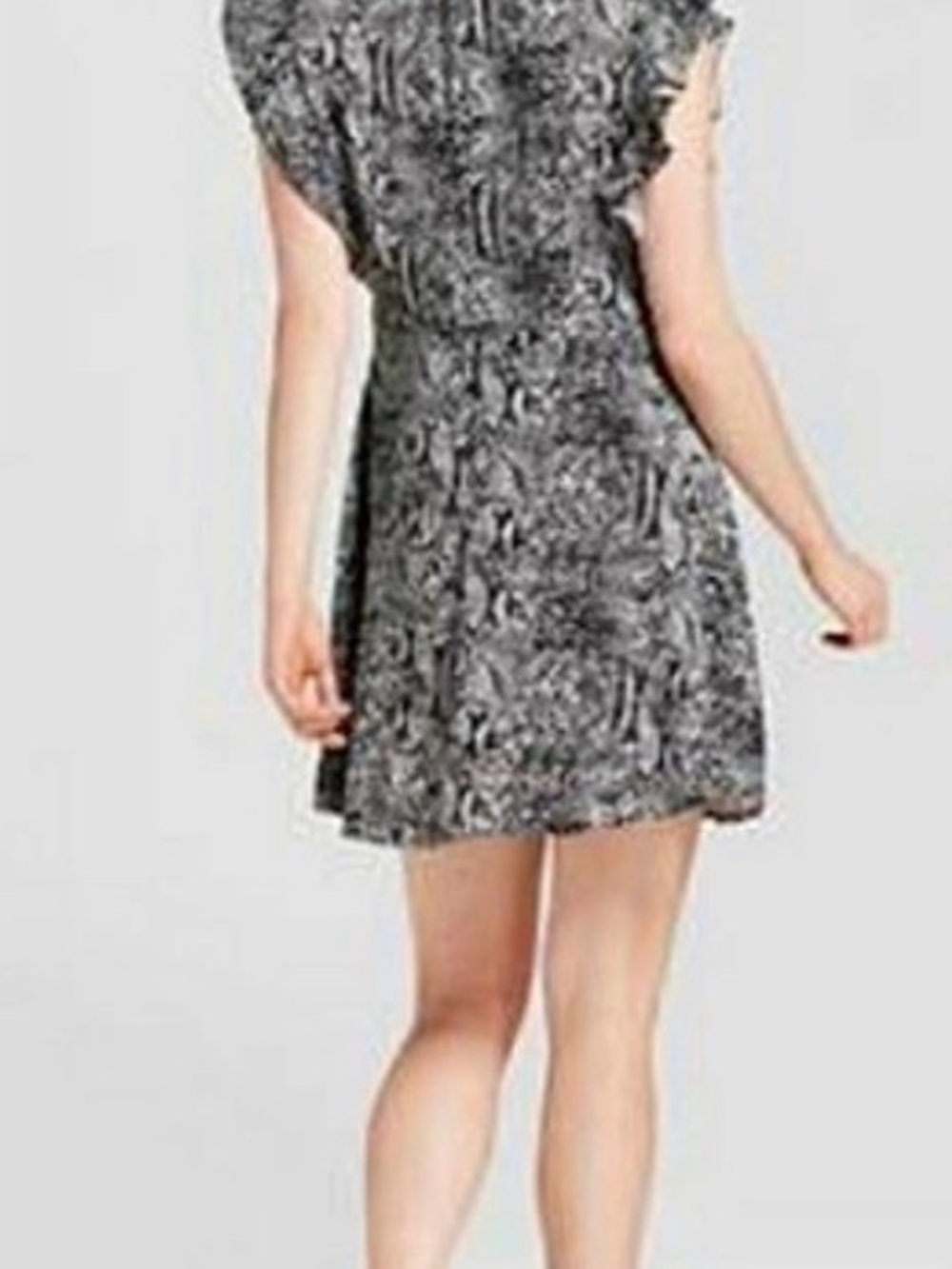 NWT Black and White Snakeskin Print Ruffle Sleeve Dress, XXL - Picture 8 of 8